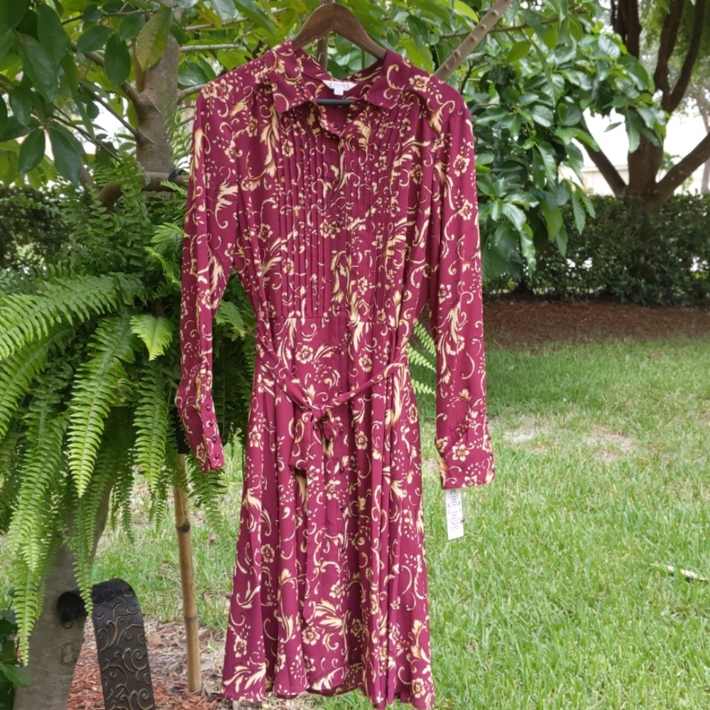 NWT Nanette Lepore floral Dress Berry/Gold size 12